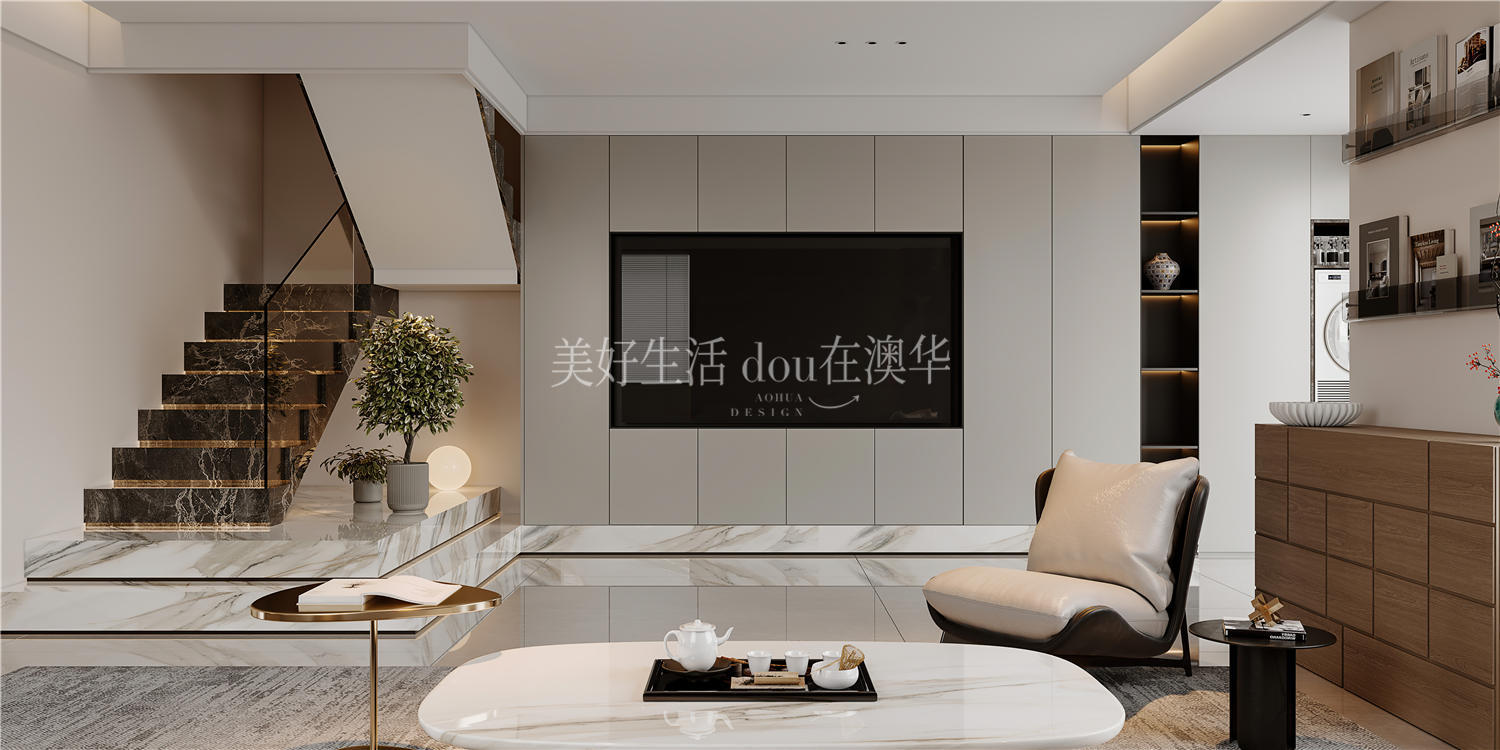 华侨城欢乐天际装修效果图,意式极简,6686平台室内设计